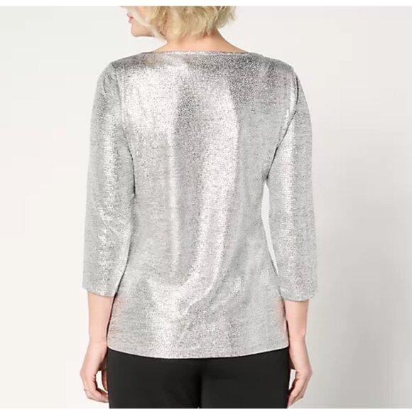 NWT Attitudes by Renee Foil Hacci Gold Top - Size M - Picture 2 of 2